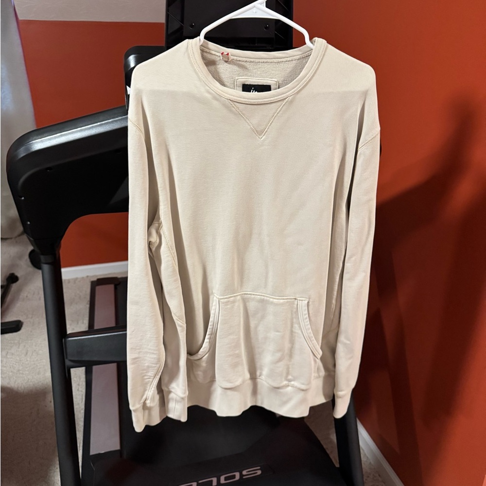 Cream Knit Crewneck Sweater with Textured Finish